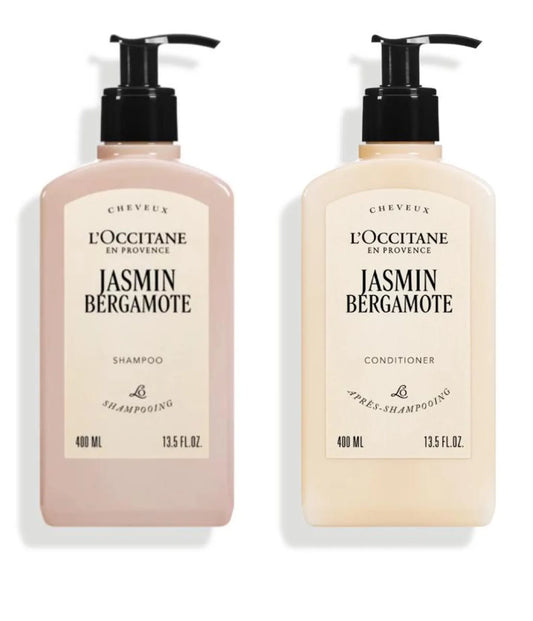 L'Occitane Jasmin & Bergamot Shampoo and Conditioner 400ml Bundle
